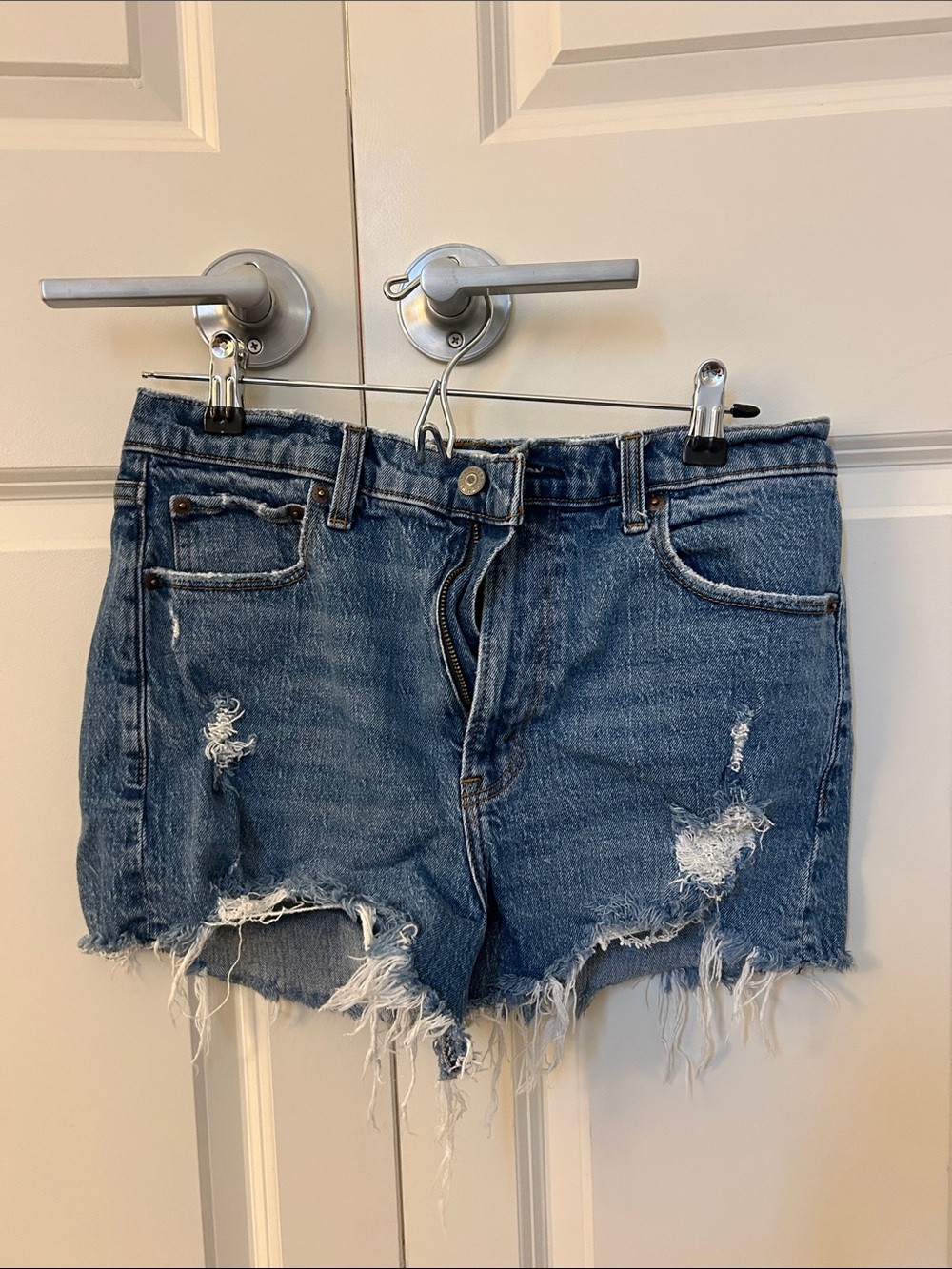 Abercrombie & Fitch Distressed Blue Denim Cutoff Shorts
